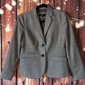 Talbots Wool Blend Black and White Checkered Blazer